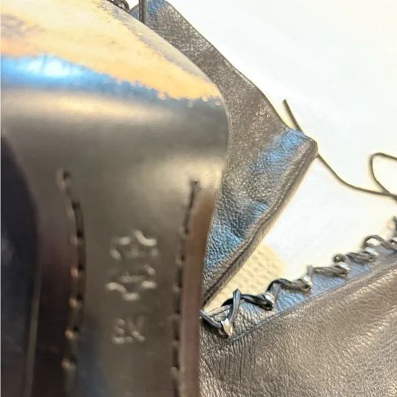 New Michael Kors Size 8 Black Lace-Up Knee-High Heeled Boots - Picture 5 of 7